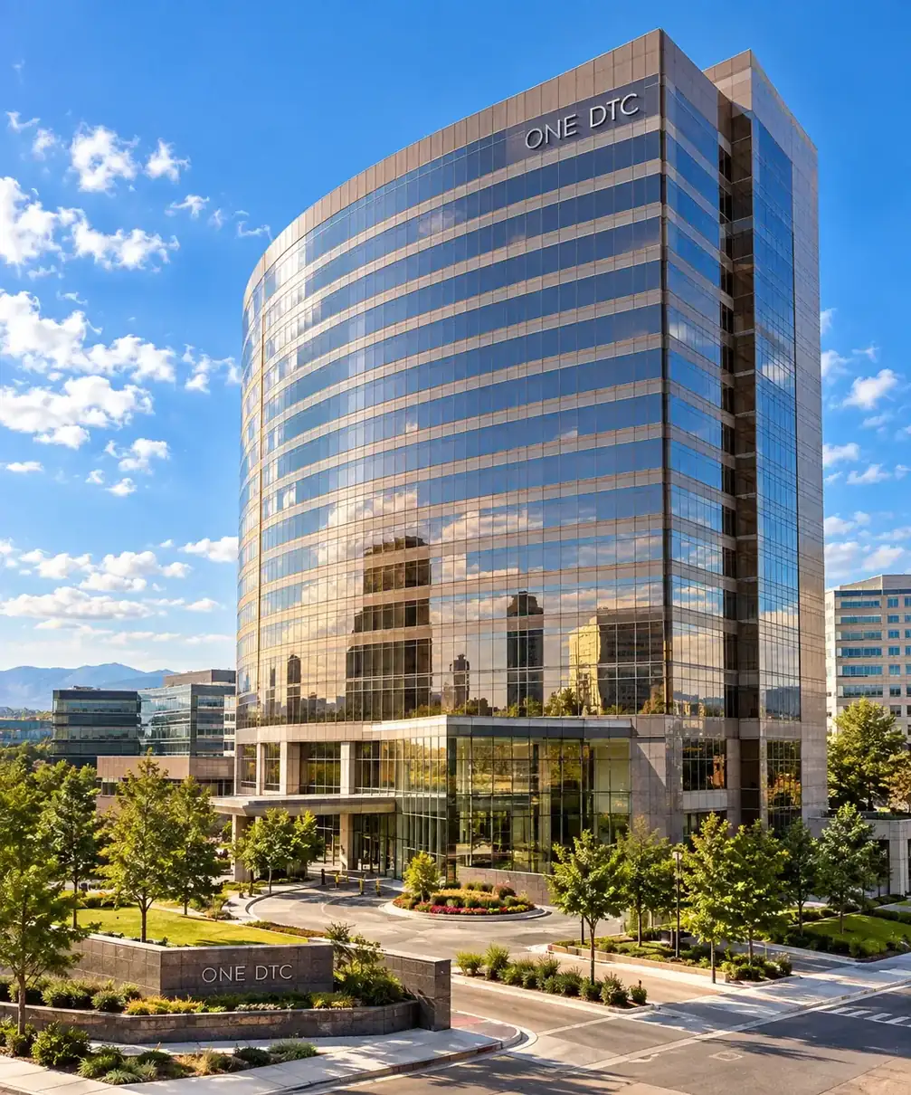 Modern office building with reflective glass facade